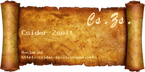 Csider Zsolt névjegykártya
